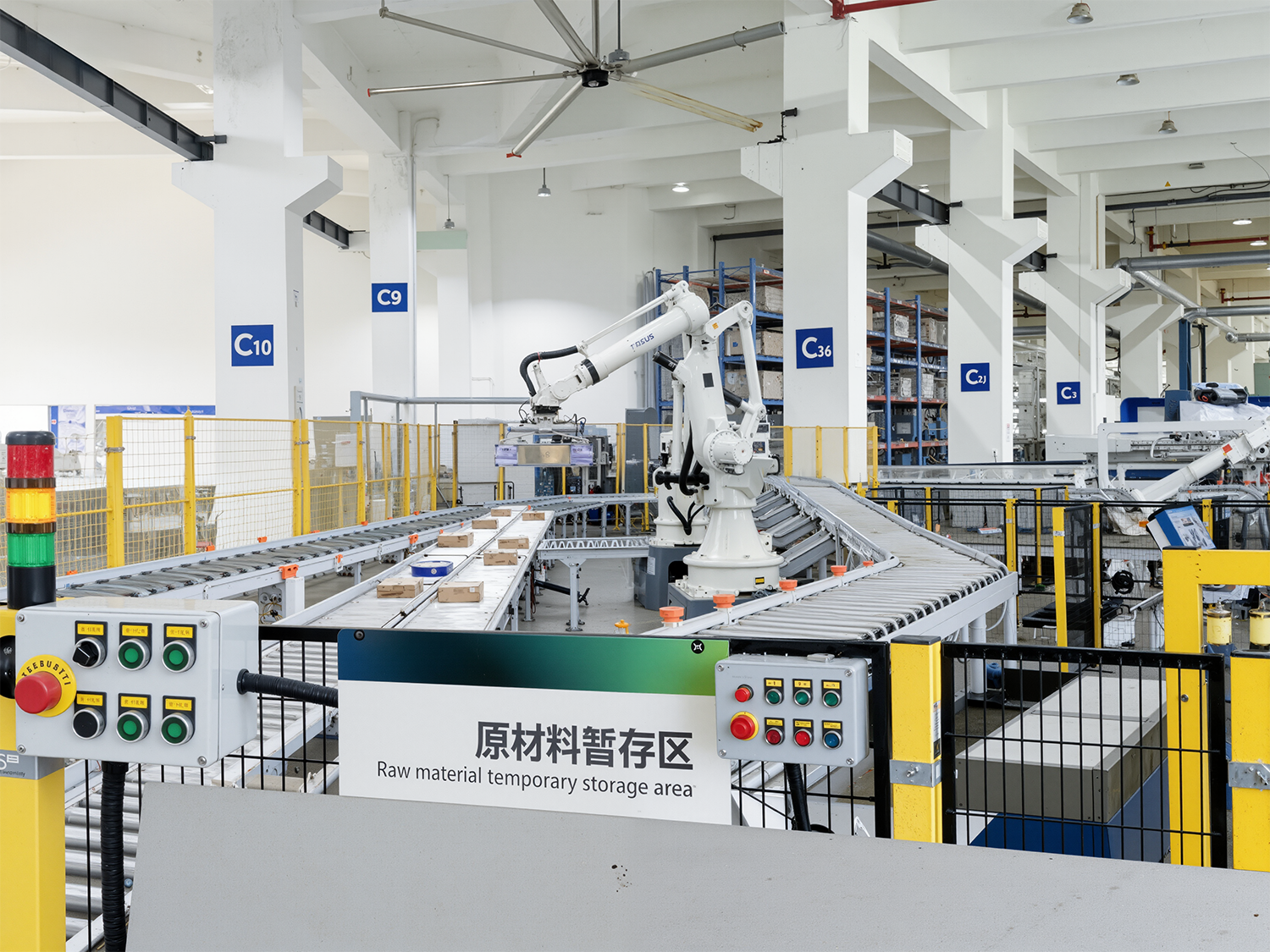 Waterproof pushbutton control stations on an automated material handling line