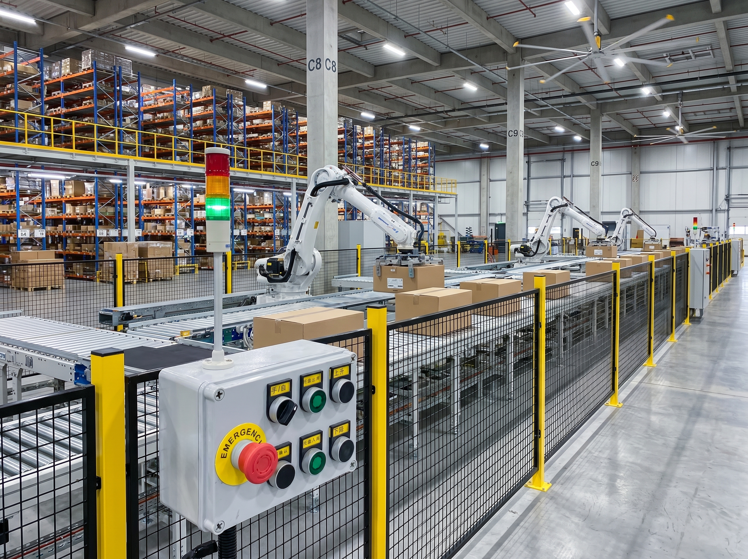 Waterproof pushbutton control stations on an automated material handling line