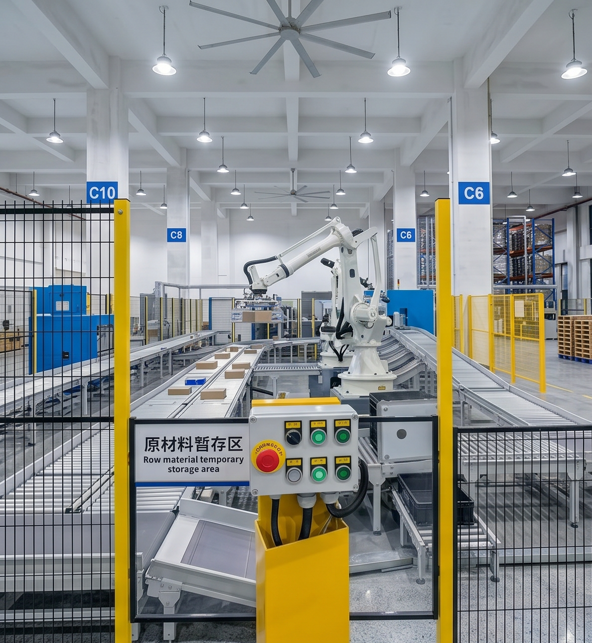 Waterproof pushbutton control stations on an automated material handling line