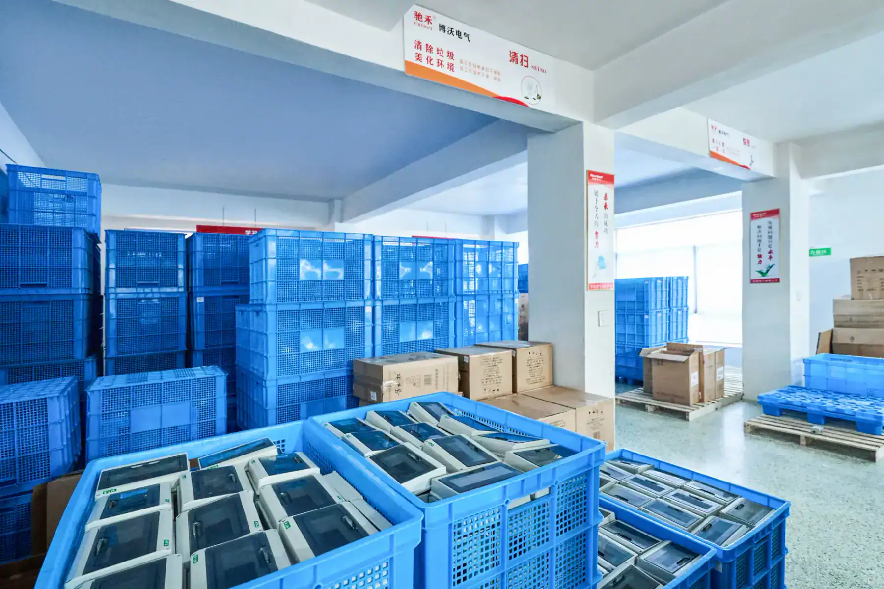 Warehouse aisle at BOWO Electric