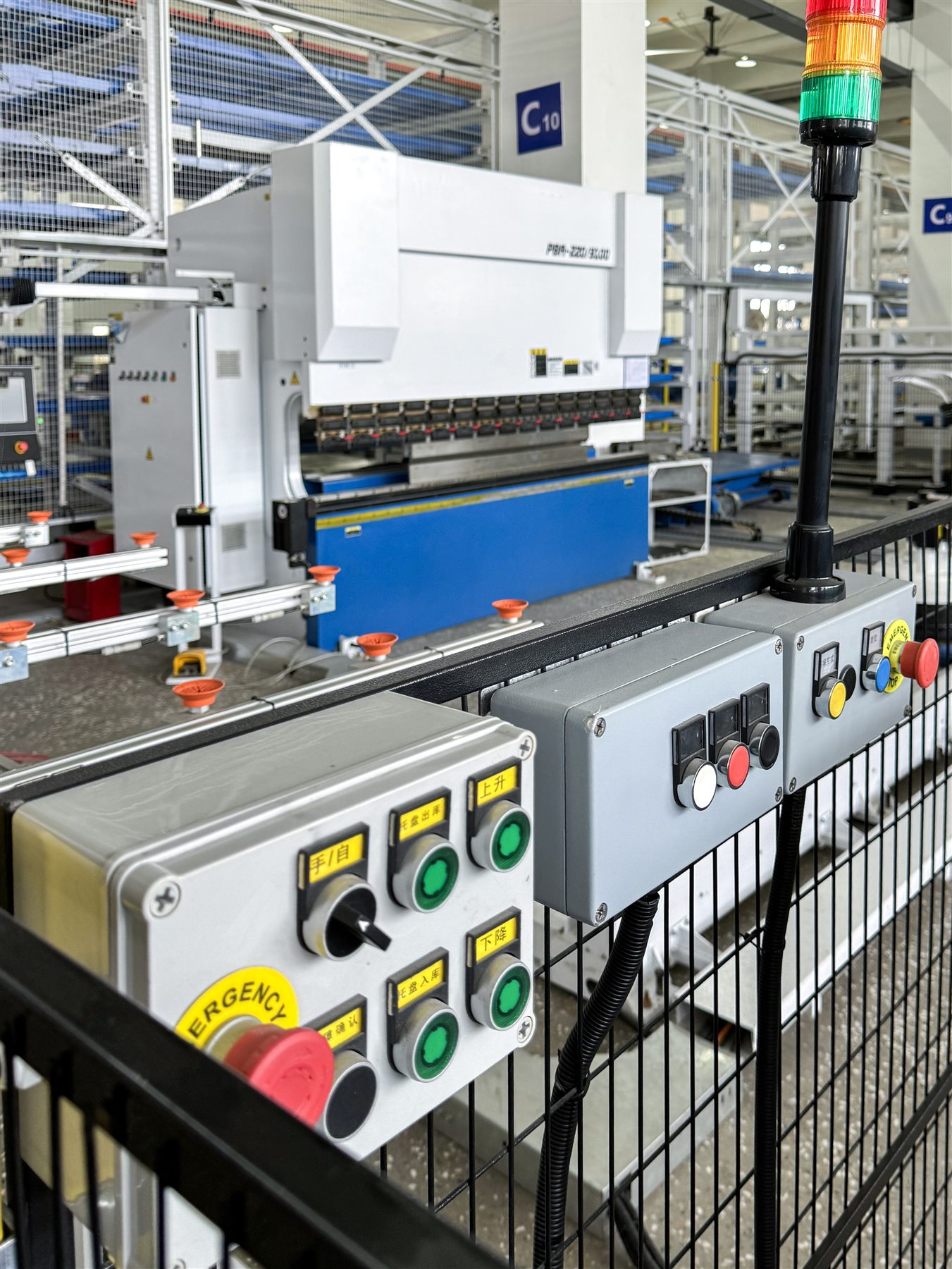 Vertical view of a factory pushbutton control station