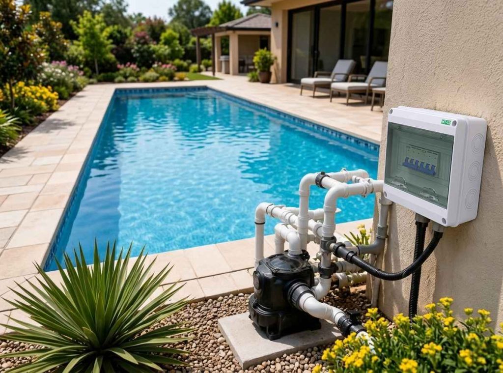 IP65 Waterproof Distribution Box for a Residential Pool Pump Installation