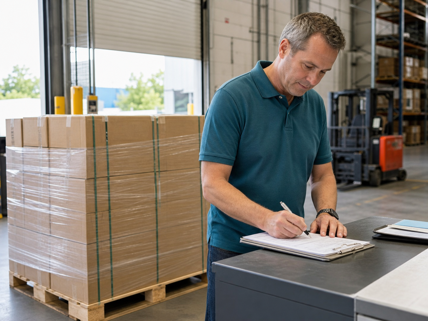 Customer signing for a delivered shipment