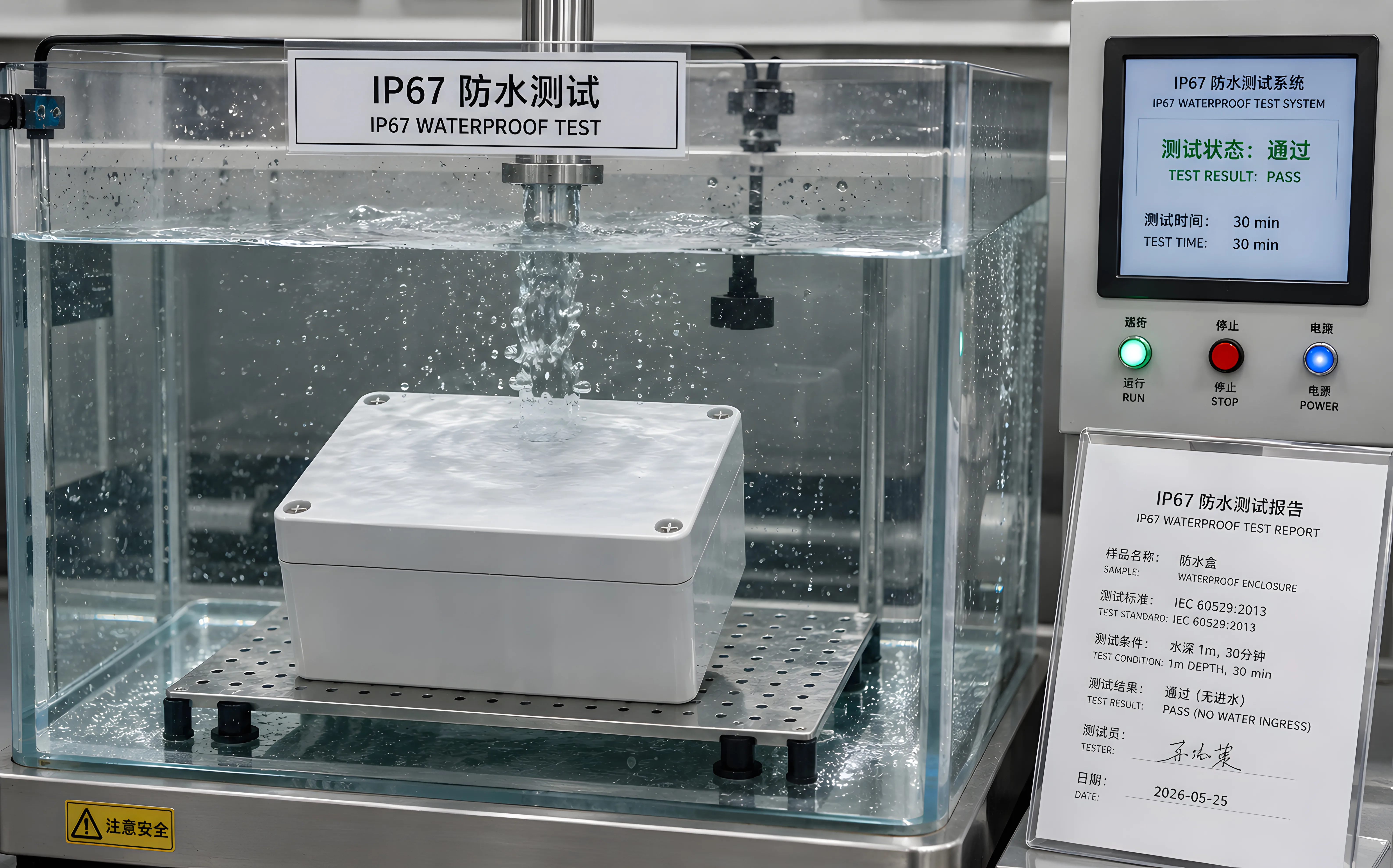 IP67 waterproof enclosure test system