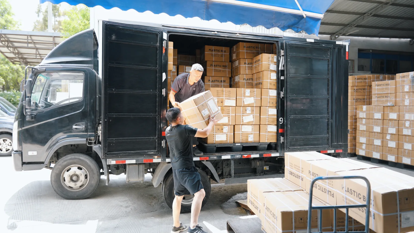 Export cartons being loaded for shipment