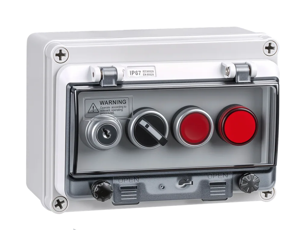 Customized industrial pushbutton control box